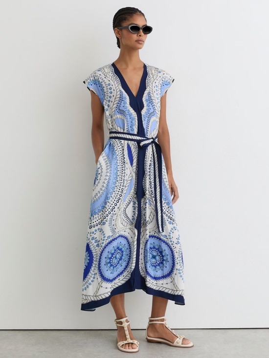 Reiss Dresses & Skirts - NEW/missing belt, Reiss Heidi Scarf Print Belted Midi Dress Sz 8- 85%OFF!